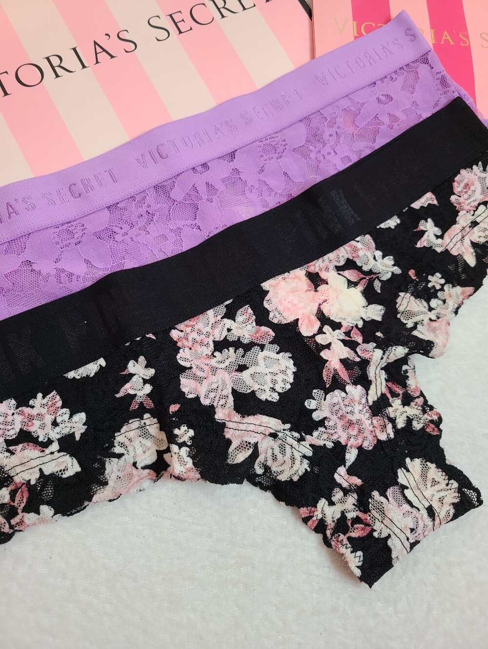 Victoria's Secret PINK 2pk Sheer Lace Logo Band Cheeky Panties Size M - Picture 2 of 5